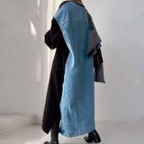 ブラック | 韓国ファッション MINDSETデニム×スウェットロングワンピース 冬 | LoveTiara