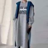 韓国ファッション MINDSETデニム×スウェットロングワンピース 冬 | LoveTiara | 詳細画像1