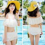 【3点セット水着】ふんわりオフショルダーフリルフレアービキニ(水着 レディース … | LoveTiara | 詳細画像3