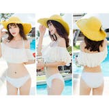 【3点セット水着】ふんわりオフショルダーフリルフレアービキニ(水着 レディース … | LoveTiara | 詳細画像4