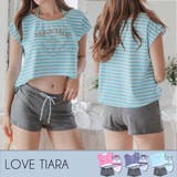 グリーン | 夏新作 マリンボーダーショート丈トップス付×三角ビキニ×ショートパンツセット | LoveTiara