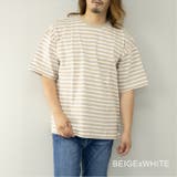 ベージュ×ホワイト | Tシャツ メンズ 半袖 | ローコス