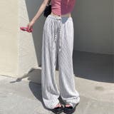 ホワイト | 夏服 ワイドパンツ ストライプ | LTL