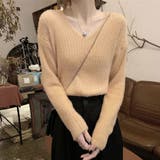 キャメル | ニットセーター Vネック シャギーニット | LTL