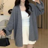 グレー | ニットカーディガンVネック レディース カーディガン | LTL