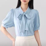 ブルー | シャツ レディース リボン付きシャツ | LTL
