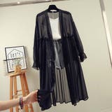ブラック | シアーカーディガン秋でもUV対策 シフォンカーディガン 9分袖カーディガン | LTL