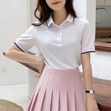 配色ライン襟付き 半袖 Tシャツ | LTL | 詳細画像2 
