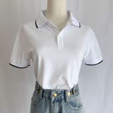 配色ライン襟付き 半袖 Tシャツ | LTL | 詳細画像8 