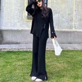 ブラック | ニットセットアップ レディース 秋冬 | LTL