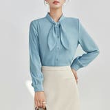 ブルー | シャツ レディース リボン付きシャツ | LTL