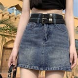 デニムミニスカート ダブルベルト レディースデニムスカート | LTL | 詳細画像3 