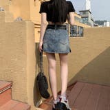 デニムミニスカート ダブルベルト レディースデニムスカート | LTL | 詳細画像6 