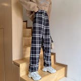 裏起毛パンツ チェック柄パンツ ワイドパンツ | LTL | 詳細画像10