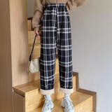 裏起毛パンツ チェック柄パンツ ワイドパンツ | LTL | 詳細画像20