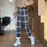 裏起毛パンツ チェック柄パンツ ワイドパンツ | LTL | 詳細画像9