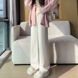 アイボリー | 裏起毛ワイドストレートパンツ 裏起毛パンツ ワイドパンツ | LTL