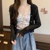 ブラック | サマーカーディガン 透かし編み Vネックカーディガン | LTL