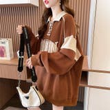 ブラウン | 秋物新作 長袖カジュアルトレーナ パーカー | luby