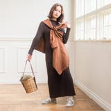 ブラウン | 秋冬物 リブニットロングワンピース 長袖ロングワンピース | luby