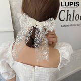 刺繍レースリボンパールヘアゴム【ヘアアクセサリー】 | LUPIS | 詳細画像1 