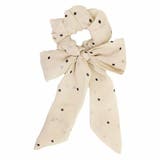 ベージュ | ドット柄リボンシュシュ【ヘアアクセサリー シュシュ リボン | LUPIS