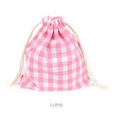 ピンク | ギンガムチェック巾着ポーチ【小ぶり】 | LUPIS