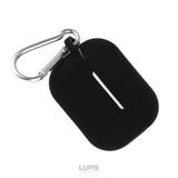 ブラック | カラビナ付きシンプルシリコンAirPodsケース】 | LUPIS