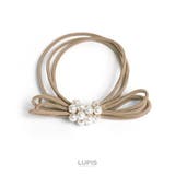 モカ | リボン×パール3連ヘアゴム | LUPIS