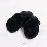 ブラック | クロスファーフラットサンダル | LUPIS