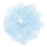 ブルー | ドットオーガンジーボリュームシュシュ  | LUPIS