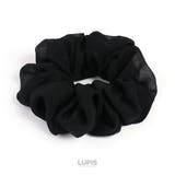 ブラック | メタルラインシフォンシュシュ 【プチプラ ヘアゴム | LUPIS