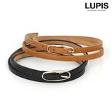 ゴールドバックル型押しレザー調細ベルト | LUPIS | 詳細画像1