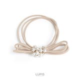 ベージュ | リボン×パール3連ヘアゴム | LUPIS