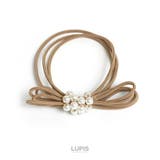 モカ | リボン×パール3連ヘアゴム | LUPIS