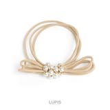 ベージュ | リボン×パール3連ヘアゴム | LUPIS