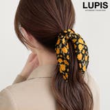 ブラック | フラワー柄スカーフリボンシュシュ | LUPIS