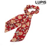 レッド | フラワー柄スカーフリボンシュシュ | LUPIS