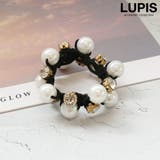 ブラック | パール×ストーン編み込みヘアゴム【ヘアアクセサリー】 | LUPIS