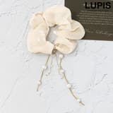 ベージュ | パールチェーン付きシュシュ【ヘアアクセサリー】 | LUPIS