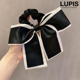ブラック | バイカラーリボンシュシュヘアゴム | LUPIS