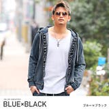 ブルー×ブラック | パーカー メンズ カットデニム | LUXSTYLE