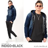 インディゴ×ブラック | パーカー メンズ カットデニム | LUXSTYLE