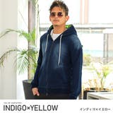 インディゴ×イエロー | パーカー メンズ カットデニム | LUXSTYLE