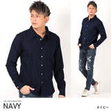 ネイビー | 長袖シャツ メンズ パナマ織り | LUXSTYLE