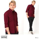 ワイン | 7分袖シャツ メンズ ボタンダウン | LUXSTYLE