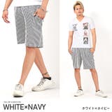 ホワイト×ネイビー | ショートパンツ メンズ シアサッカー | LUXSTYLE
