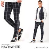 ネイビー×ホワイト | イージーパンツ メンズ チェック柄 | LUXSTYLE