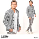 ホワイト | イタリアンカラージャケット メンズ ストライプ | LUXSTYLE