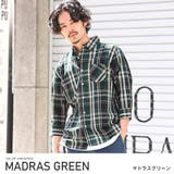 マドラスグリーン | 7分袖シャツ メンズ チェックシャツ | LUXSTYLE